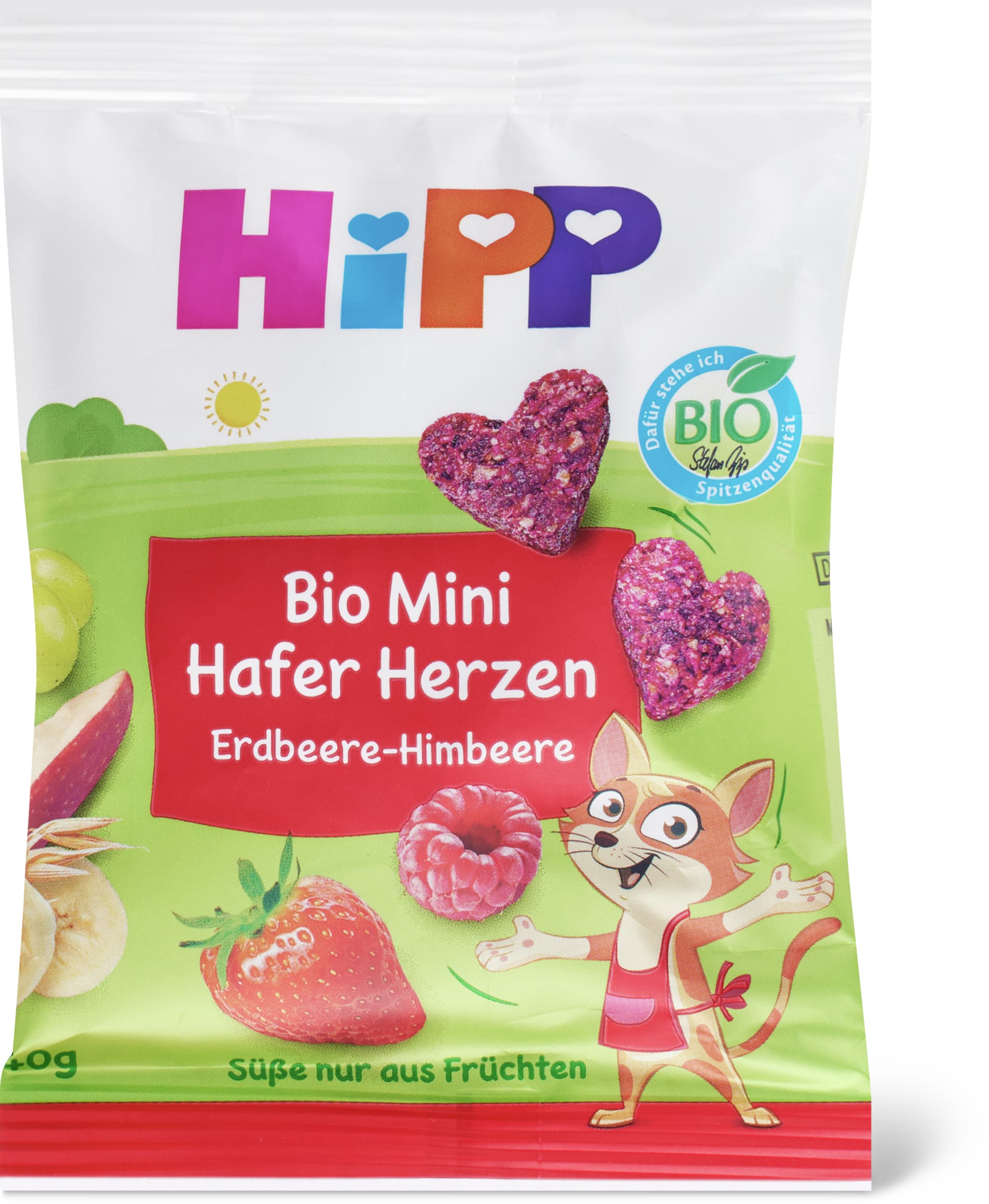 Hipp Mini cœurs fraise-framboise à l'avoine Bio, dès 3 ans 40g